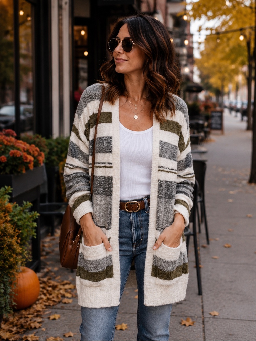 Stitch fix Pink Clover Millicent Striped Open-Front Cardigan Size Large | NWT